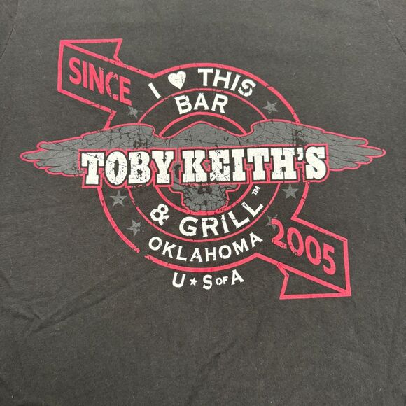Toby Keith I Love This Bar & Grill Vintage 2005 Graphic T-Shirt Mens Small Black - Picture 3 of 9